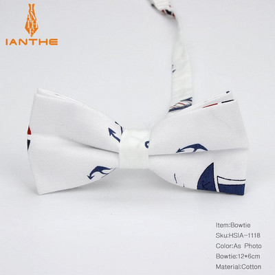 2018 Bărbați Formali 100% bumbac Vintage Anchor Print Papion fluture Papion Tuxedo Flori Funde Accesorii pentru petrecerea de bal Cadouri