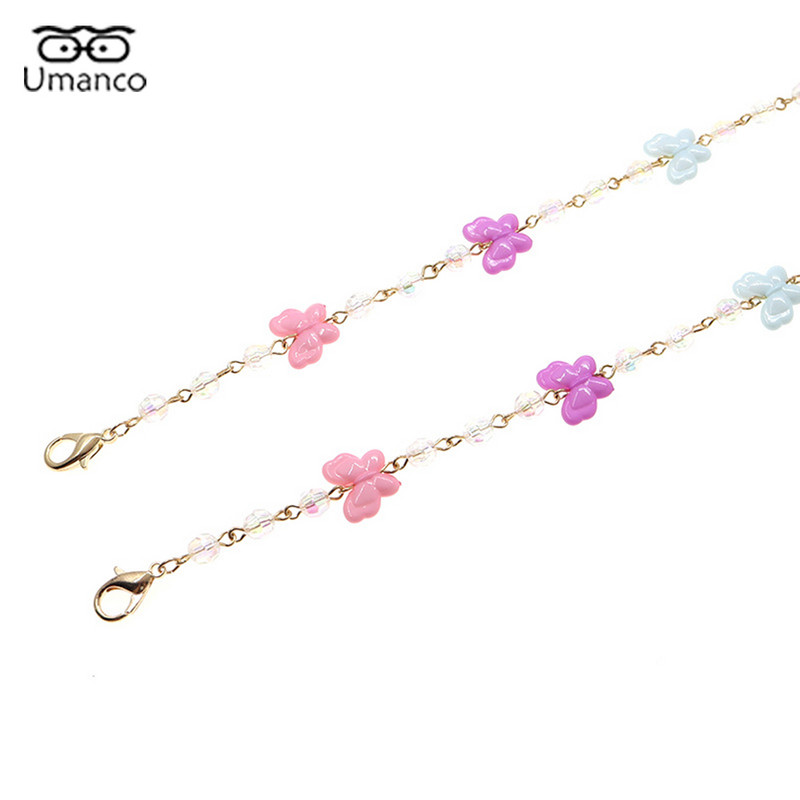 Lanac za sunčane naočale od 64 cm za djecu, kristalni privjesak, perle, maska, lančići za naočale, ogrlica s uzicom protiv pada, naočale, nakit