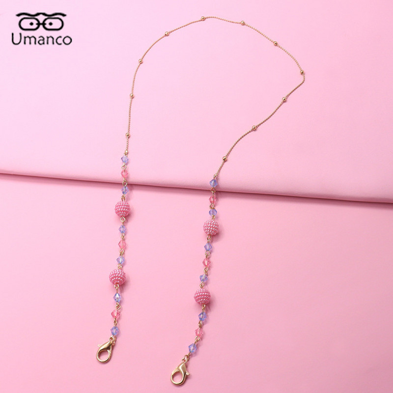 Lanac za sunčane naočale od 64 cm za djecu, kristalni privjesak, perle, maska, lančići za naočale, ogrlica s uzicom protiv pada, naočale, nakit