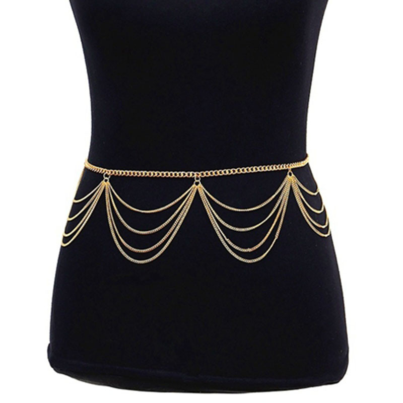 Γυναικεία ζώνη με αλυσίδα πολλών στρώσεων μέσης μόδας σέξι φόρεμα μεταλλικό κοσμήματα Γυναικεία μοντέρνα ρούχα Μπικίνι καλοκαιρινά αξεσουάρ παραλίας
