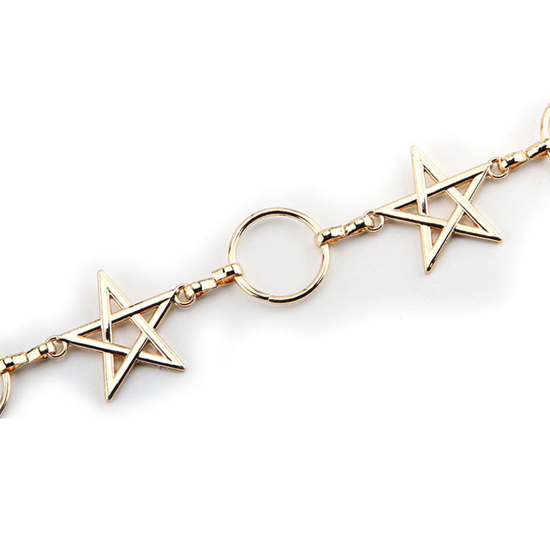 Ženska moda Circle Stars Metalni privjesak za ključeve Bohemia Dress Lanac oko struka Korzet Cinch pojas Odjeća Dodaci Ukrasi nakit