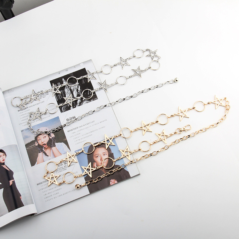 Ženska moda Circle Stars Metalni privjesak za ključeve Bohemia Dress Lanac oko struka Korzet Cinch pojas Odjeća Dodaci Ukrasi nakit