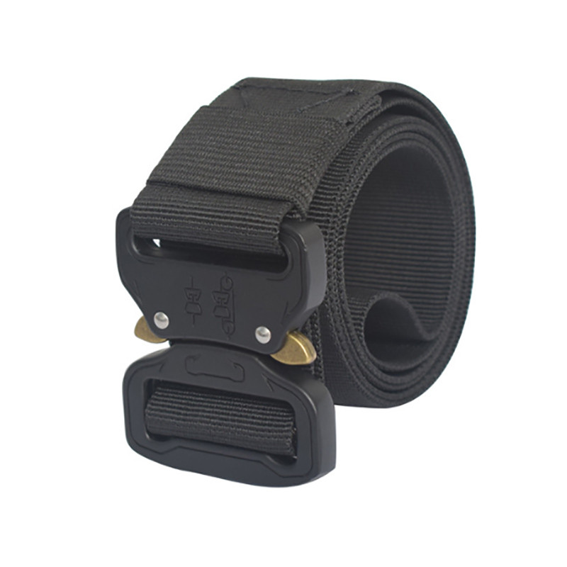 Curea din pânză pentru bărbați Curele tactice de designer pentru blugi, pantaloni, nailon elastic, cu lățime de 3,8 cm, curea în talie cu cataramă metalică neagră