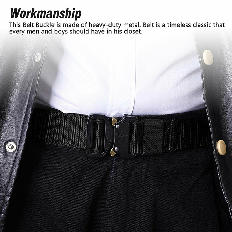 Curea din pânză pentru bărbați Curele tactice de designer pentru blugi, pantaloni, nailon elastic, cu lățime de 3,8 cm, curea în talie cu cataramă metalică neagră