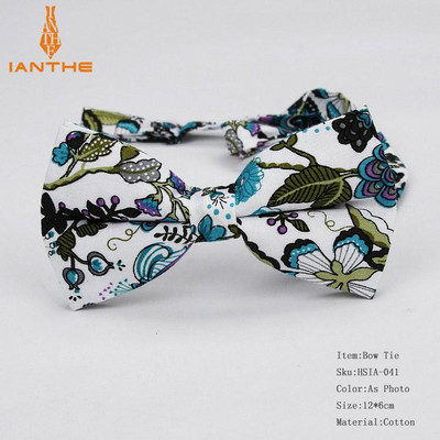 Ianthe bărbați nou-nouț vintage cu imprimeu de flori papion de nuntă pentru bărbați Robe Gravatas mire cravată fluture modă papion