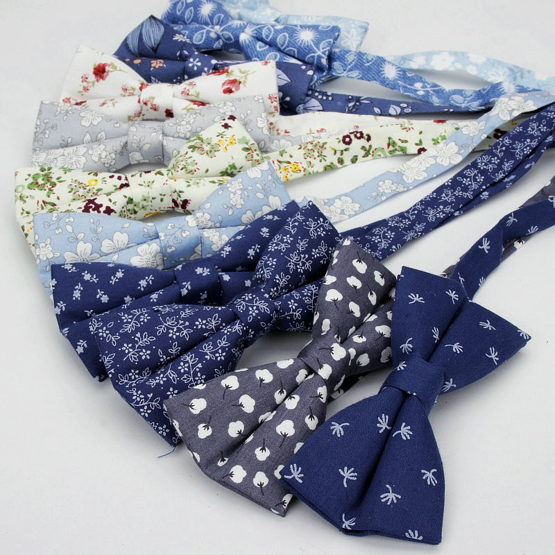 2018 nou-nouț papion floral 100% bumbac papion cravate pentru bărbați costume de afaceri pentru petrecere de nuntă Gravata bleumarin cravată fluture