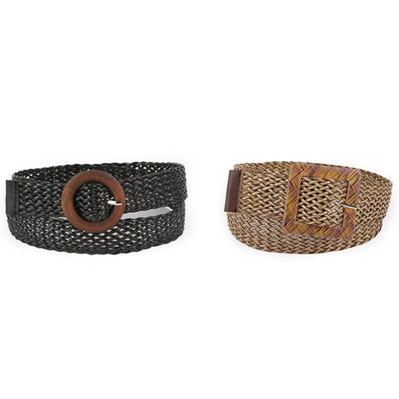 Madingas moterų pintas diržas, moteriškas tuščiaviduris, kvėpuojantis juodas kvadratinis sagtis, pintas juosmens diržas kelnėms Suknelės moteriškas dirželis