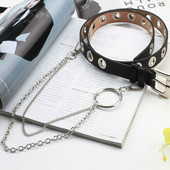 Modni ženski Harajuku kožni dizajnerski remeni s lancem Luksuzni uniseks estetski remen s ušicama, šuplji ženski remen za traperice