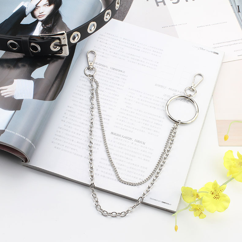 Modni ženski Harajuku kožni dizajnerski remeni s lancem Luksuzni uniseks estetski remen s ušicama, šuplji ženski remen za traperice