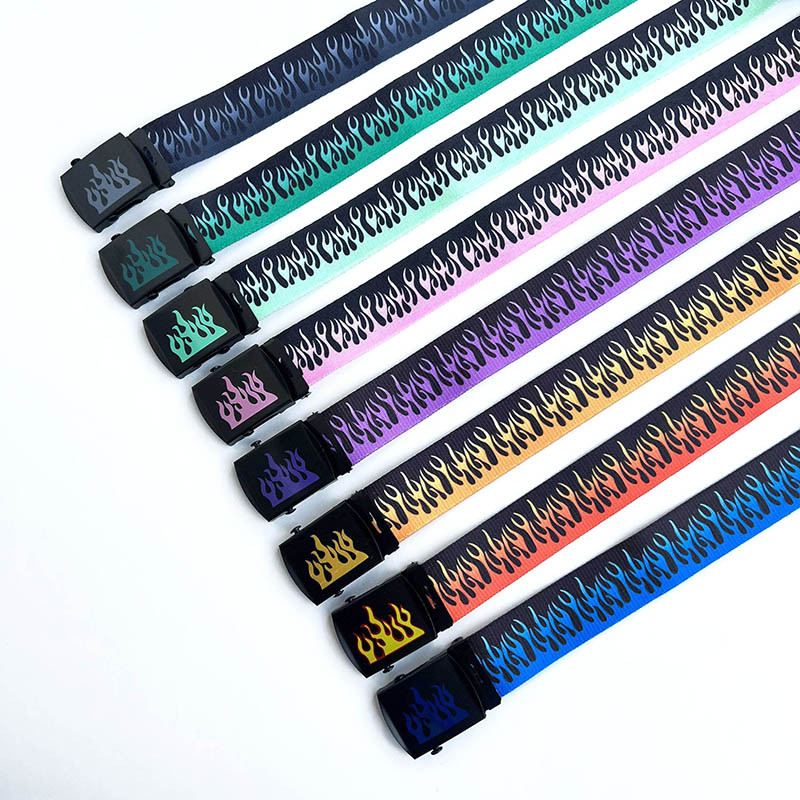 Novi stil s uzorkom plamena, muškarci, žene, uniseks, obični remeni s tkanjem, visokokvalitetni najlonski remeni, modni muški remen za traperice, dulji od 130 cm