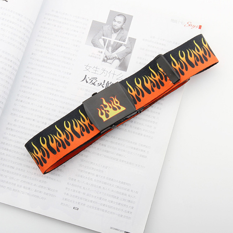 Novi stil s uzorkom plamena, muškarci, žene, uniseks, obični remeni s tkanjem, visokokvalitetni najlonski remeni, modni muški remen za traperice, dulji od 130 cm