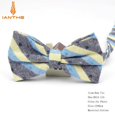 Ianthe meeste uhiuued vintage triibulised pulmakikilipsud mehele Vestido Gravatas peigmehe kaelaside liblikas moe puuvillased kikilipsud