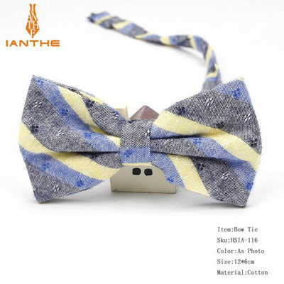 Ianthe meeste uhiuued vintage triibulised pulmakikilipsud mehele Vestido Gravatas peigmehe kaelaside liblikas moe puuvillased kikilipsud