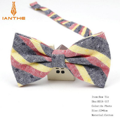 Ianthe meeste uhiuued vintage triibulised pulmakikilipsud mehele Vestido Gravatas peigmehe kaelaside liblikas moe puuvillased kikilipsud