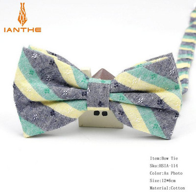 Ianthe meeste uhiuued vintage triibulised pulmakikilipsud mehele Vestido Gravatas peigmehe kaelaside liblikas moe puuvillased kikilipsud