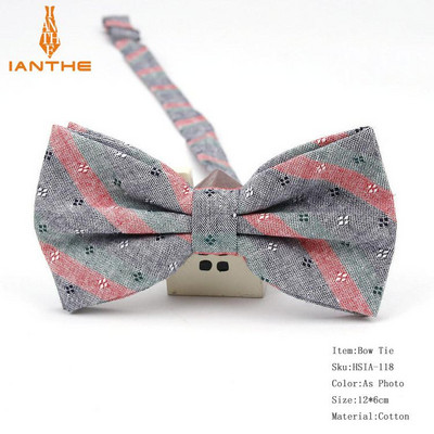 Ianthe meeste uhiuued vintage triibulised pulmakikilipsud mehele Vestido Gravatas peigmehe kaelaside liblikas moe puuvillased kikilipsud