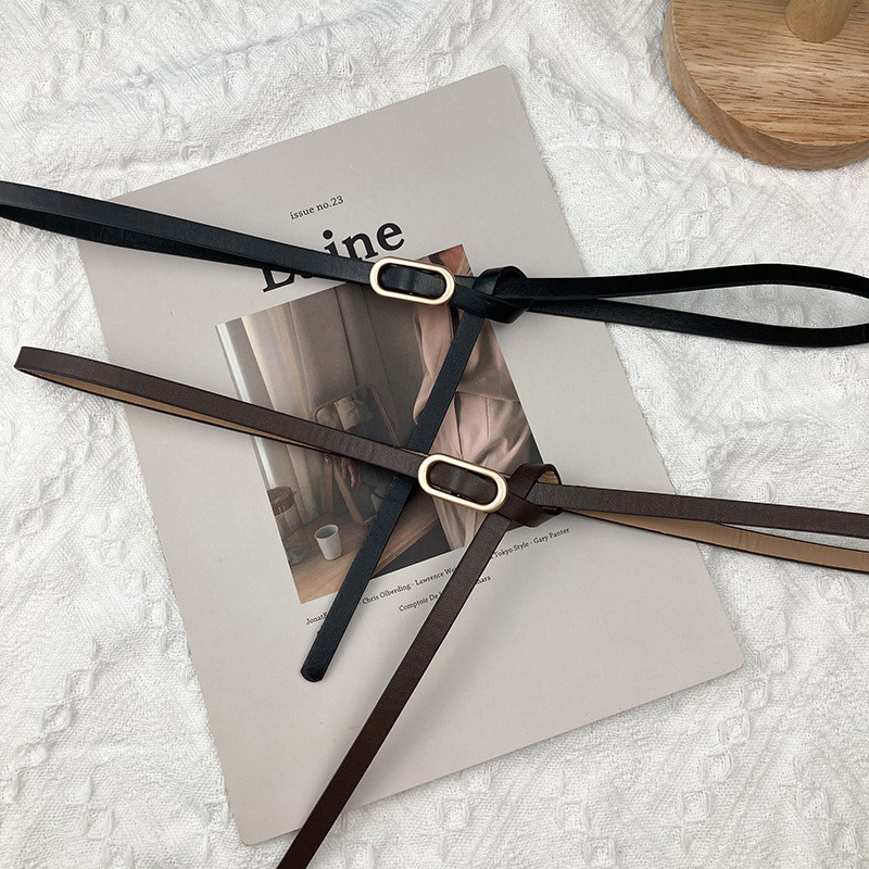 Tanki remen s podesivim čvorom, ženski visokokvalitetni dugi remen od meke pu kože, jakna s metalnom kopčom, ženski remen za haljine x645