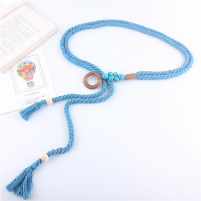 Szőtt derékszíj Női deréköv Kender kötél Vintage kerek csatos farmer fűző öv csípő magas ruha derékpánt kellékek