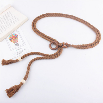 Szőtt derékszíj Női deréköv Kender kötél Vintage kerek csatos farmer fűző öv csípő magas ruha derékpánt kellékek