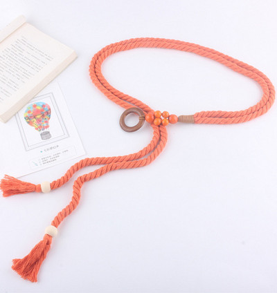 Szőtt derékszíj Női deréköv Kender kötél Vintage kerek csatos farmer fűző öv csípő magas ruha derékpánt kellékek