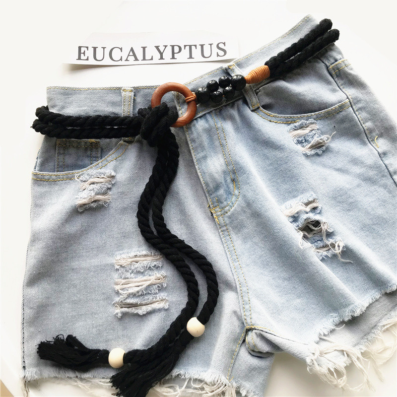 Szőtt derékszíj Női deréköv Kender kötél Vintage kerek csatos farmer fűző öv csípő magas ruha derékpánt kellékek