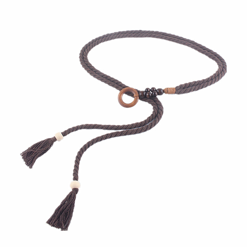 Szőtt derékszíj Női deréköv Kender kötél Vintage kerek csatos farmer fűző öv csípő magas ruha derékpánt kellékek