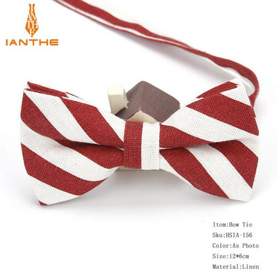 Ianthe meeste mood pidulik linane triibuline kikilips Klassikalised kikilipsud värvilised liblikaga pulmapidu lemmikloomade kikilips smoking kaelalipsud