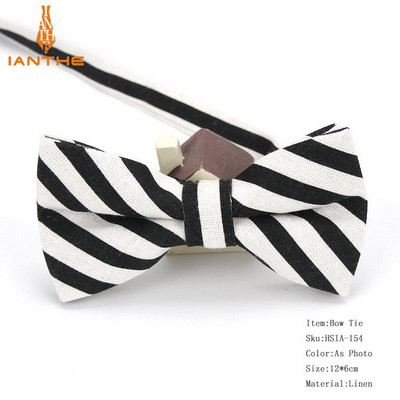 Ianthe meeste mood pidulik linane triibuline kikilips Klassikalised kikilipsud värvilised liblikaga pulmapidu lemmikloomade kikilips smoking kaelalipsud