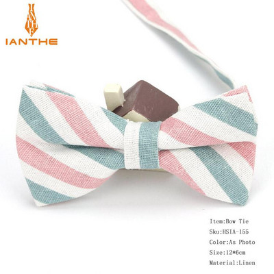 Ianthe meeste mood pidulik linane triibuline kikilips Klassikalised kikilipsud värvilised liblikaga pulmapidu lemmikloomade kikilips smoking kaelalipsud