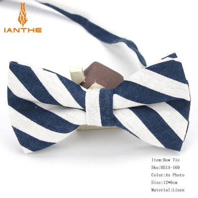 Ianthe meeste mood pidulik linane triibuline kikilips Klassikalised kikilipsud värvilised liblikaga pulmapidu lemmikloomade kikilips smoking kaelalipsud