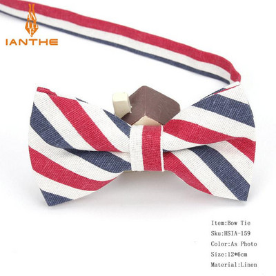 Ianthe meeste mood pidulik linane triibuline kikilips Klassikalised kikilipsud värvilised liblikaga pulmapidu lemmikloomade kikilips smoking kaelalipsud