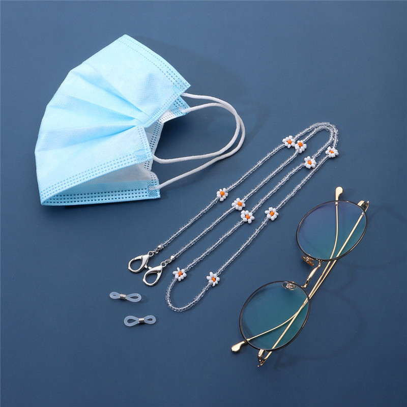 Lanț pentru ochelari de soare cu lanț cu margarete florale boeme, lanțuri pentru ochelari de soare, pentru femei, fete, pentru agățat pentru masca, lanț pentru ochelari, pentru șnur, curea pentru gât, accesoriu de frânghie nou