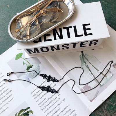 Elbru Punk Black Bat Αλυσίδα γυαλιών ηλίου Metal Glasses Rope Hollow Charm Chain Lanyard 2021 Νέα αξεσουάρ μόδας αλυσίδα γυαλιών