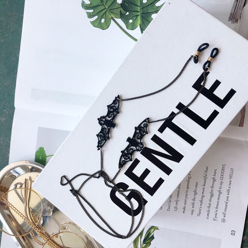 Elbru Punk Black Bat Αλυσίδα γυαλιών ηλίου Metal Glasses Rope Hollow Charm Chain Lanyard 2021 Νέα αξεσουάρ μόδας αλυσίδα γυαλιών