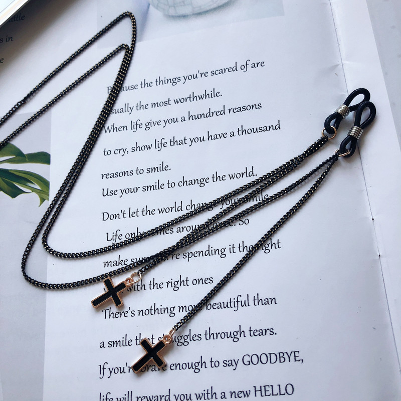 Elbru Punk Black Bat Αλυσίδα γυαλιών ηλίου Metal Glasses Rope Hollow Charm Chain Lanyard 2021 Νέα αξεσουάρ μόδας αλυσίδα γυαλιών