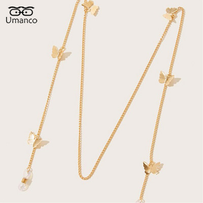 Zlatni lanac s naočalama za žene Slatki leptir s privjeskom Maska Sunčane naočale Lanci Protuklizna uzica Uže Naočale Nakit Dodaci