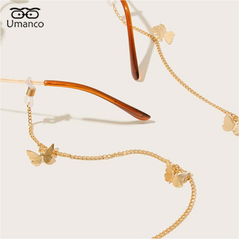 Zlatni lanac s naočalama za žene Slatki leptir s privjeskom Maska Sunčane naočale Lanci Protuklizna uzica Uže Naočale Nakit Dodaci