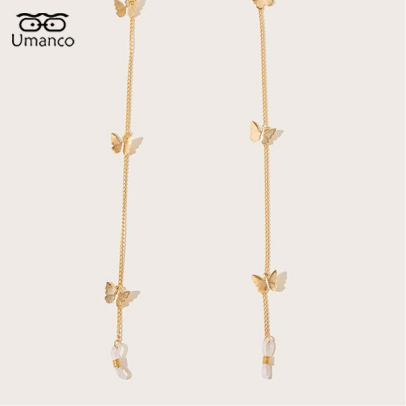 Zlatni lanac s naočalama za žene Slatki leptir s privjeskom Maska Sunčane naočale Lanci Protuklizna uzica Uže Naočale Nakit Dodaci