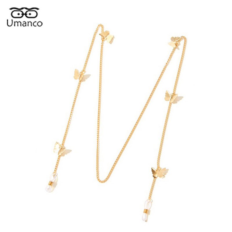 Zlatni lanac s naočalama za žene Slatki leptir s privjeskom Maska Sunčane naočale Lanci Protuklizna uzica Uže Naočale Nakit Dodaci