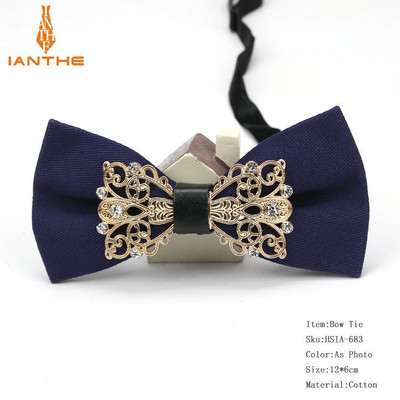 Muška odijela Pamučna luksuzna dijamantna leptir mašna za vjenčanje Jednobojna leptir mašna za muškarce Metalna kravata oko vrata Gravatas Uske maskulina kravate