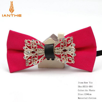 Muška odijela Pamučna luksuzna dijamantna leptir mašna za vjenčanje Jednobojna leptir mašna za muškarce Metalna kravata oko vrata Gravatas Uske maskulina kravate