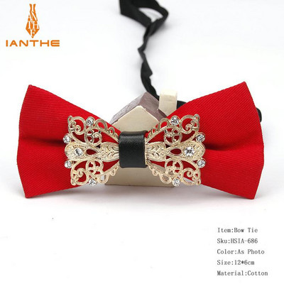 Muška odijela Pamučna luksuzna dijamantna leptir mašna za vjenčanje Jednobojna leptir mašna za muškarce Metalna kravata oko vrata Gravatas Uske maskulina kravate