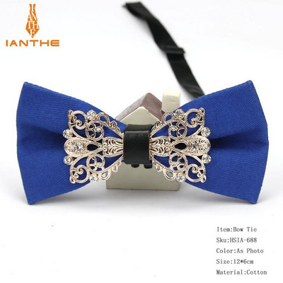 Muška odijela Pamučna luksuzna dijamantna leptir mašna za vjenčanje Jednobojna leptir mašna za muškarce Metalna kravata oko vrata Gravatas Uske maskulina kravate