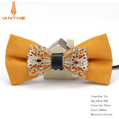 Muška odijela Pamučna luksuzna dijamantna leptir mašna za vjenčanje Jednobojna leptir mašna za muškarce Metalna kravata oko vrata Gravatas Uske maskulina kravate