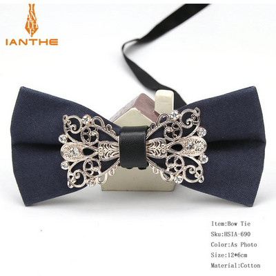 Muška odijela Pamučna luksuzna dijamantna leptir mašna za vjenčanje Jednobojna leptir mašna za muškarce Metalna kravata oko vrata Gravatas Uske maskulina kravate