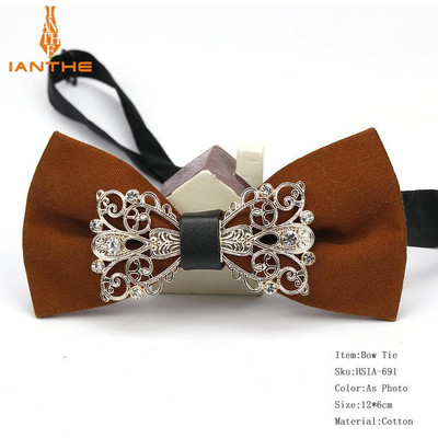 Muška odijela Pamučna luksuzna dijamantna leptir mašna za vjenčanje Jednobojna leptir mašna za muškarce Metalna kravata oko vrata Gravatas Uske maskulina kravate