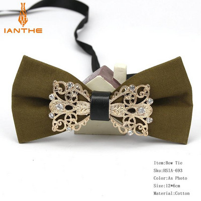 Muška odijela Pamučna luksuzna dijamantna leptir mašna za vjenčanje Jednobojna leptir mašna za muškarce Metalna kravata oko vrata Gravatas Uske maskulina kravate