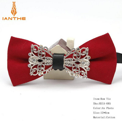 Muška odijela Pamučna luksuzna dijamantna leptir mašna za vjenčanje Jednobojna leptir mašna za muškarce Metalna kravata oko vrata Gravatas Uske maskulina kravate