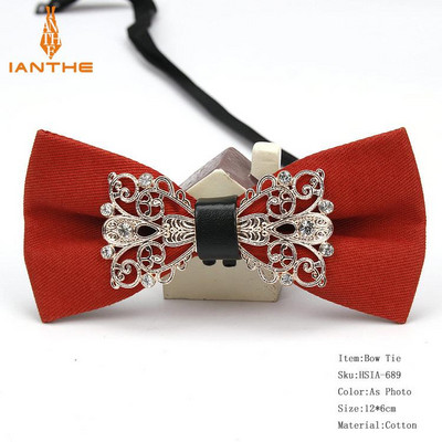 Muška odijela Pamučna luksuzna dijamantna leptir mašna za vjenčanje Jednobojna leptir mašna za muškarce Metalna kravata oko vrata Gravatas Uske maskulina kravate