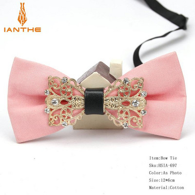 Muška odijela Pamučna luksuzna dijamantna leptir mašna za vjenčanje Jednobojna leptir mašna za muškarce Metalna kravata oko vrata Gravatas Uske maskulina kravate